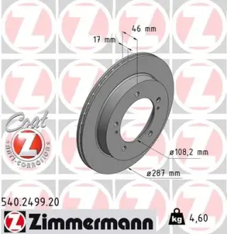 Тормозной диск ZIMMERMANN 540249920
