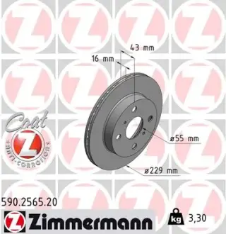 Тормозной диск ZIMMERMANN 590256520