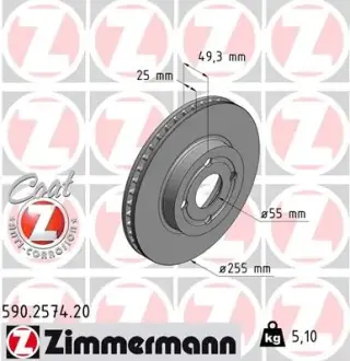 Тормозной диск ZIMMERMANN 590257420