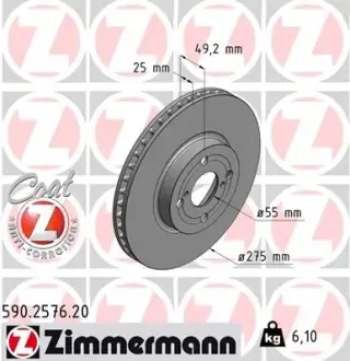 Диск гальмівний ZIMMERMANN 590257620