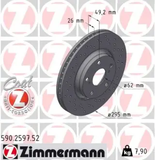 Диск гальмівний ZIMMERMANN 590259752