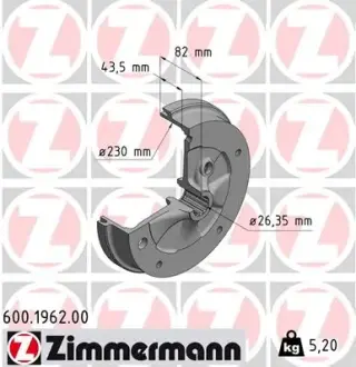 Тормозной барабан ZIMMERMANN 600196200