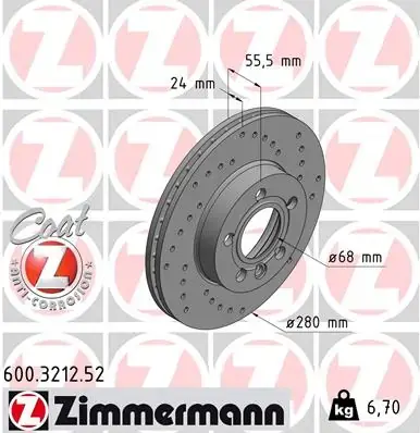 Диск тормозной ZIMMERMANN 600321252 (фото 1)