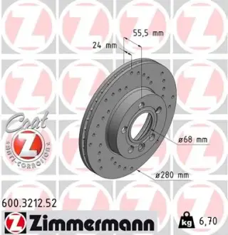 Диск гальмівний ZIMMERMANN 600321252