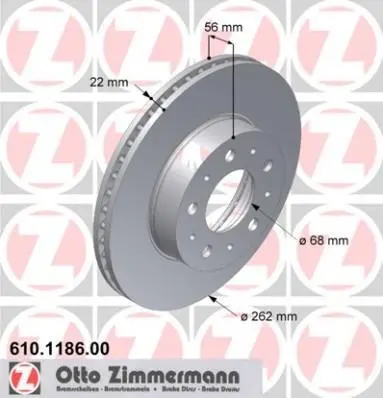 Диск тормозной ZIMMERMANN 610118600 (фото 1)