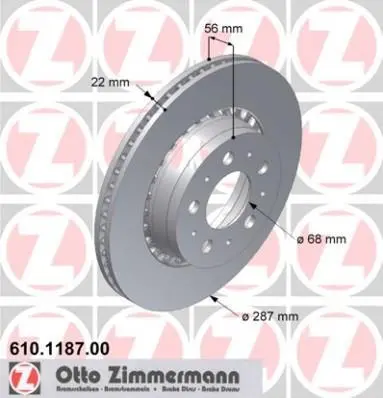 Диск тормозной ZIMMERMANN 610118700 (фото 1)