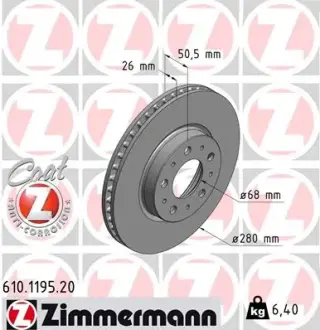 Диск гальмівний ZIMMERMANN 610119520