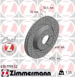 Диск тормозной ZIMMERMANN 610119952